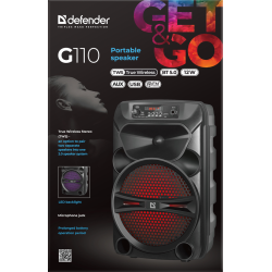 GŁOŚNIK DEFENDER G110 BLUETOOTH 12W LED/BT/FM/TF/USB/AUX