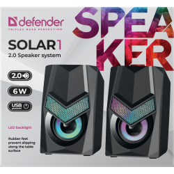 GŁOŚNIKI DEFENDER SOLAR 1 2.0 6W LED USB