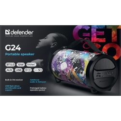 GŁOŚNIK DEFENDER G24 BLUETOOTH 10W GRAFFITI BT/FM/TF/USB