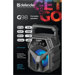 GŁOŚNIK DEFENDER G98 BLUETOOTH 5W BT/FM/TF/USB/AUX/LED