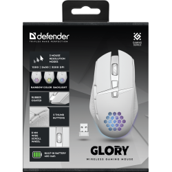 MYSZ DEFENDER GM-514 GLORY OPTIC RF RGB 3200dpi 7P BIAŁA