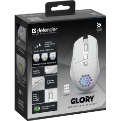 MYSZ DEFENDER GM-514 GLORY OPTIC RF RGB 3200dpi 7P BIAŁA