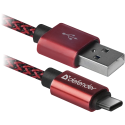 KABEL DEFENDER USB AM-TYPE C 1,0m 2.1A CZERWONY