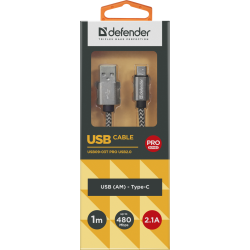 KABEL DEFENDER USB AM-TYPE C 1,0m 2.1A BIAŁY