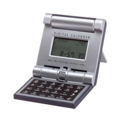 Kalkulator podróżny z kalendarzem i budzikiem
